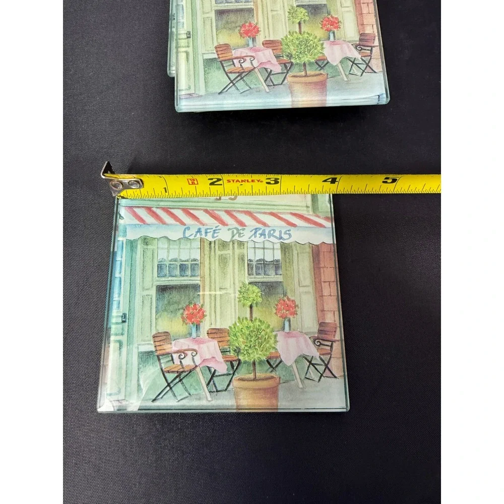 Cafe De Paris‎ glass Coasters Set of 4 Home Decor French Parisian style